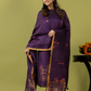 Handwoven Jamdani Linen Unstitched 2-piece Kurti | Aubergine Purple