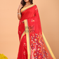 Silk Jamdani Saree With Burgundy Imperial Red - 158