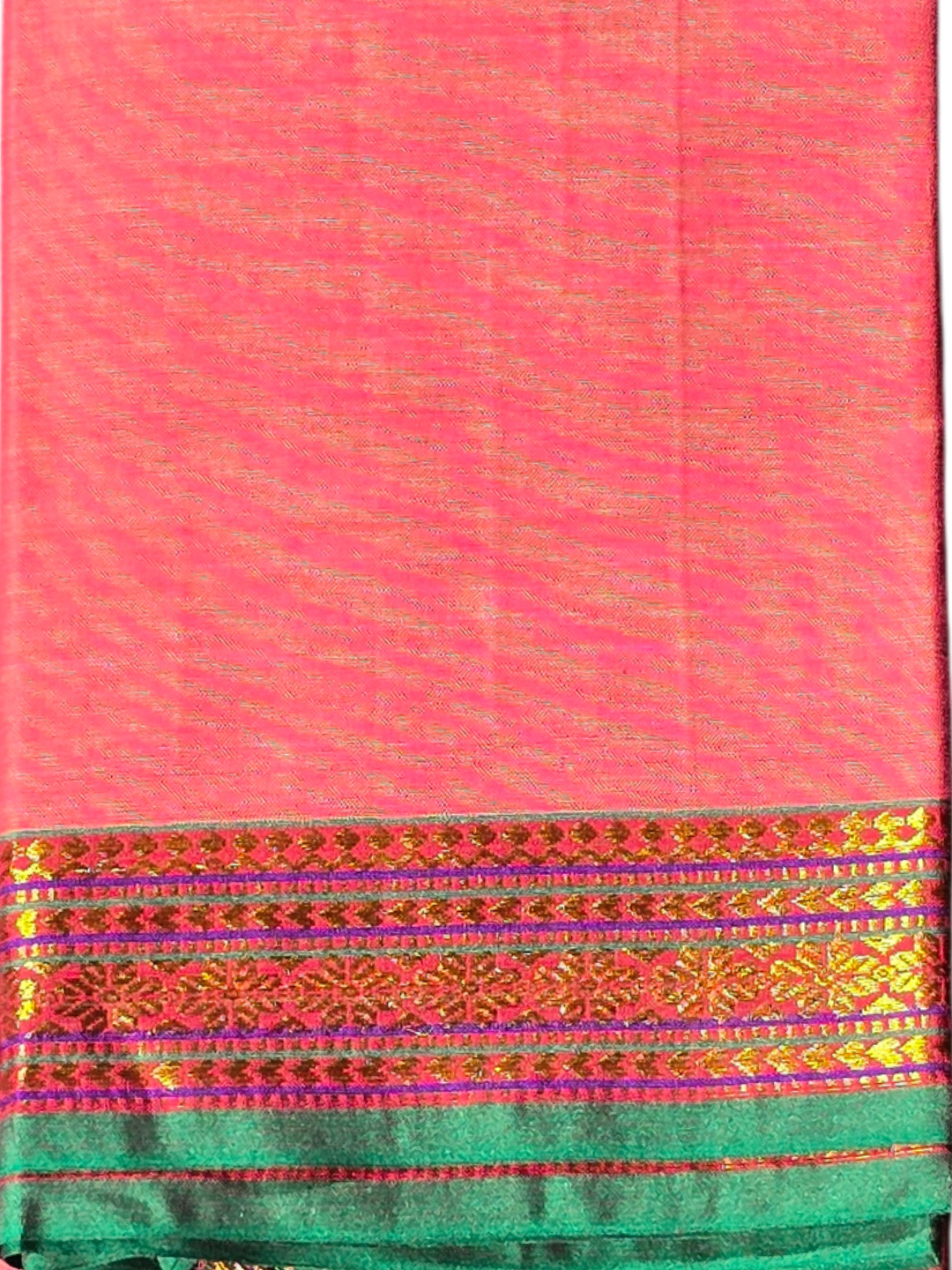 Narayanpet Cotton Saree - Coral