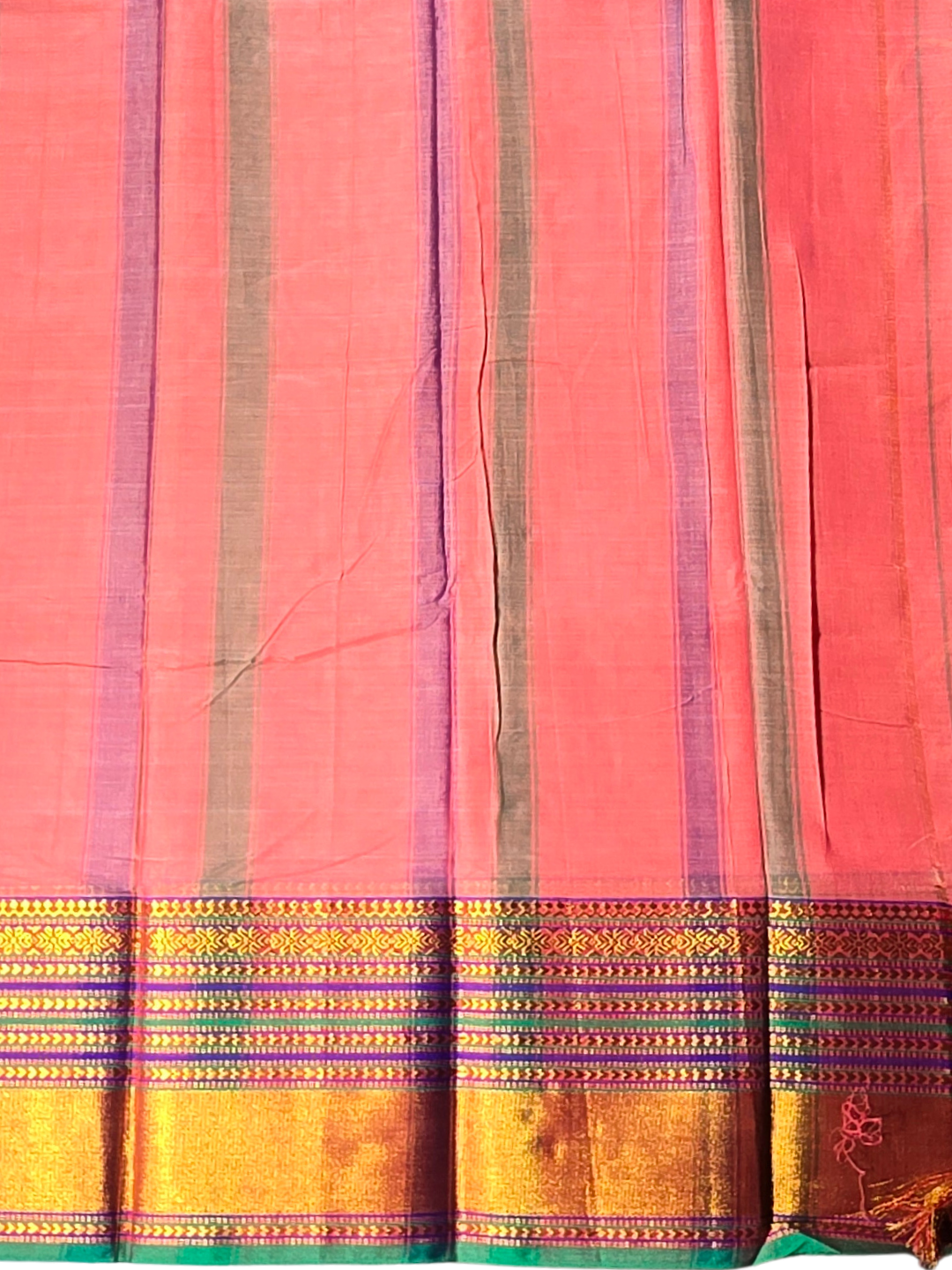 Narayanpet Cotton Saree - Coral