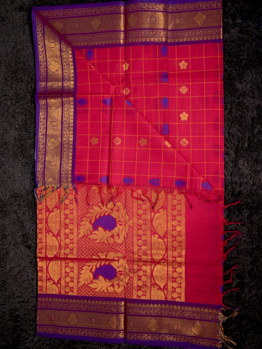 Kanchi Cotton|bright red & purple