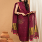 Linen Jamdani Unstitched 2-Piece Kurti  |  Wine Red