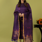 Handwoven Jamdani Linen Unstitched 2-piece Kurti | Aubergine Purple