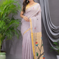 Linen Jamdani Saree With Pale Purple - 030