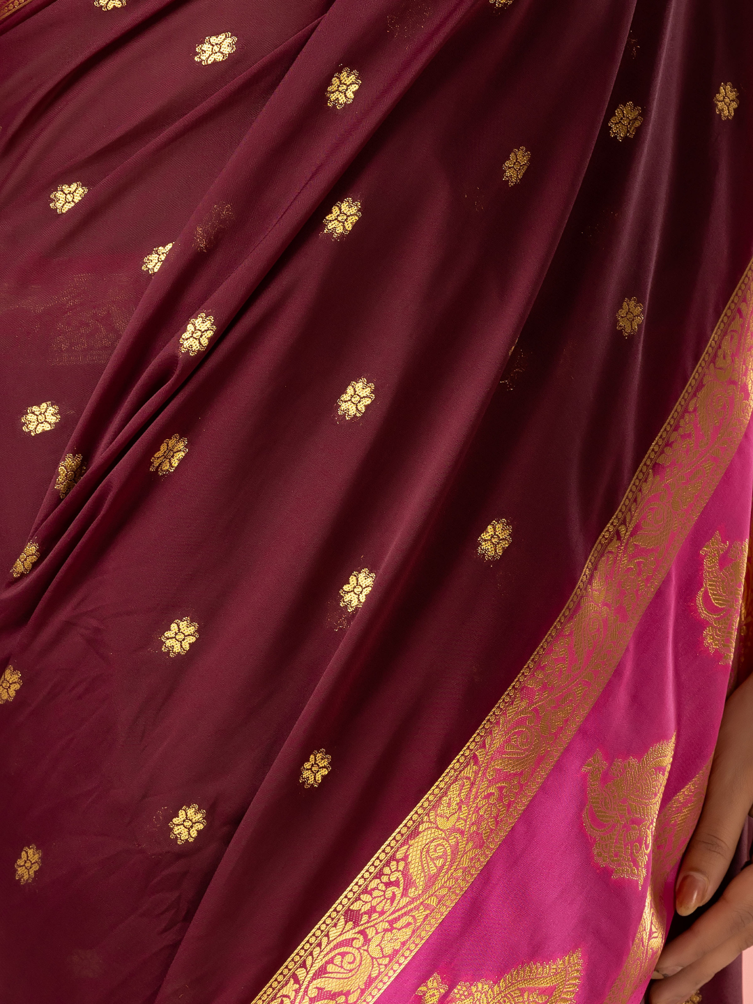 Classic Mysore Semi Silk Saree | Deep Wine