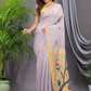 Linen Jamdani Saree With Pale Purple - 030