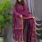Burgundy Plum | Handloom Jamdani Silk-Cotton Unstitched 2-Piece Kurti | Meenakari Design