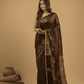 Matka Silk Jamdani Saree With Dark Brown and Black - 029 - indeloom