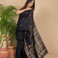 Matka Silk Jamdani Saree With Rich Black - 018