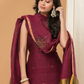 Linen Jamdani Unstitched 2-Piece Kurti  |  Wine Red