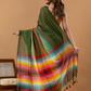 Pure Handloom Mul Cotton Saree | Forest Green