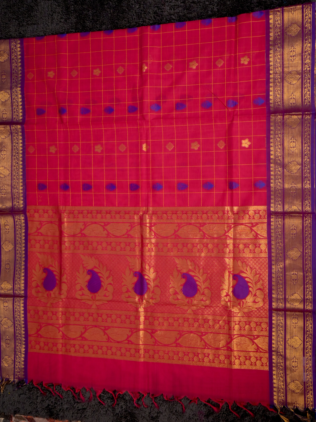 Kanchi Cotton|bright red & purple