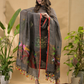 Smoke Black Jamdani 2-Piece Set Kurti & Dupatta (UNSTITCHED) -736