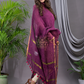 Burgundy Plum | Handloom Jamdani Silk-Cotton Unstitched 2-Piece Kurti | Meenakari Design