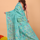 Silk Jamdani Saree With Burgundy Powder Blue - 159