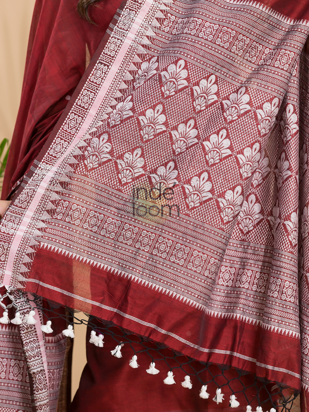 Ruby Red Muslin Cotton X Baluchari 2-Piece Set Kurti & Dupatta (UNSTITCHED) - 030