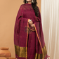Linen Jamdani Unstitched 2-Piece Kurti  |  Wine Red