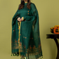 Handwoven Jamdani Linen Unstitched 2-piece Kurti | Emerald Green