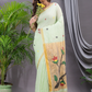 Linen Jamdani Saree With Light Green - 031