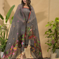 Smoke Black Jamdani 2-Piece Set Kurti & Dupatta (UNSTITCHED) -736