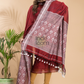 Ruby Red Muslin Cotton X Baluchari 2-Piece Set Kurti & Dupatta (UNSTITCHED) - 030