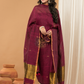 Linen Jamdani Unstitched 2-Piece Kurti  |  Wine Red
