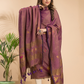 Umber Brown Tissue Linen 2-Piece Set Kurti & Dupatta (UNSTITCHED) - 108