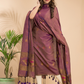 Umber Brown Tissue Linen 2-Piece Set Kurti & Dupatta (UNSTITCHED) - 108