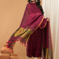 Linen Jamdani Unstitched 2-Piece Kurti  |  Wine Red