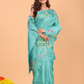 Silk Jamdani Saree With Burgundy Powder Blue - 159