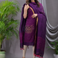 Wine Purple Linen X Linen 2-Piece Set Kurti & Dupatta (UNSTITCHED) - 129