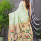 Linen Jamdani Saree With Light Green - 031
