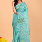 Silk Jamdani Saree With Burgundy Powder Blue - 159