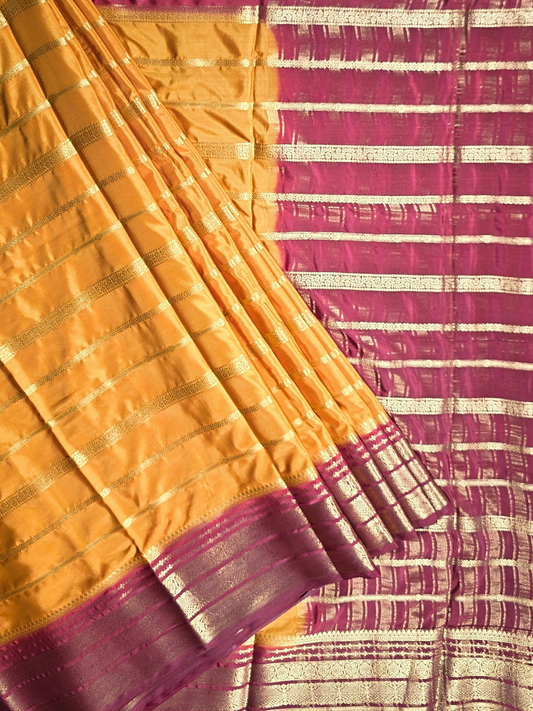Classic Mysore Semi Silk Saree | Mustard