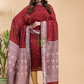 Ruby Red Muslin Cotton X Baluchari 2-Piece Set Kurti & Dupatta (UNSTITCHED) - 030