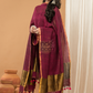 Linen Jamdani Unstitched 2-Piece Kurti  |  Wine Red