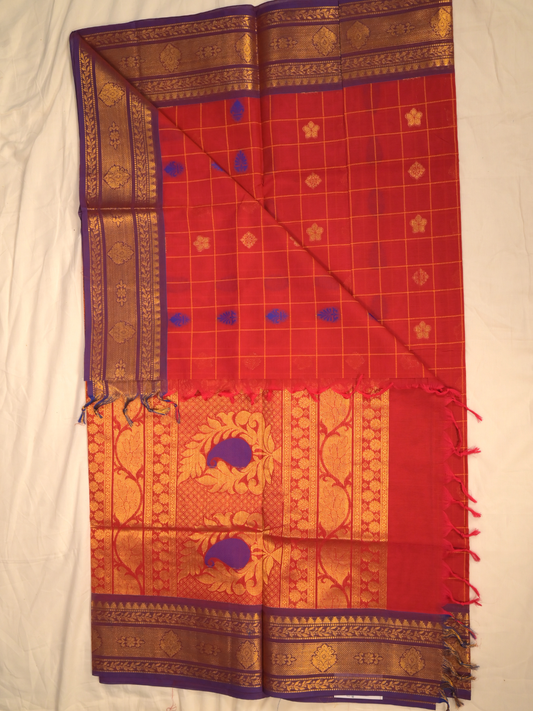 Kanchi Cotton|orange & grey