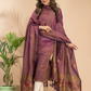 Umber Brown Tissue Linen 2-Piece Set Kurti & Dupatta (UNSTITCHED) - 108