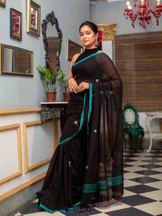 Dark Black Handloom cotton-060