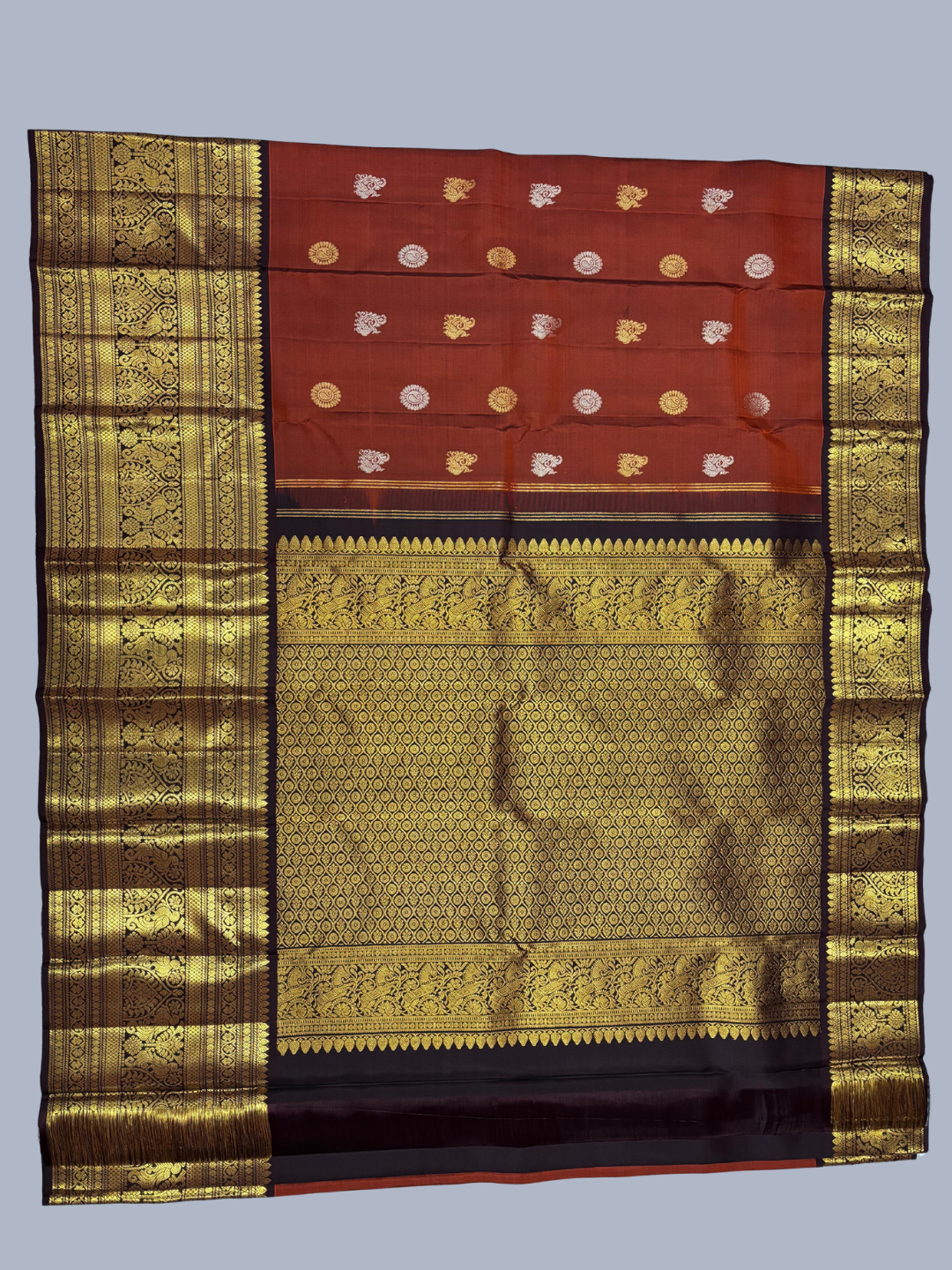 Pure Handwoven Gadwal Silk Saree Cherry Red - 014