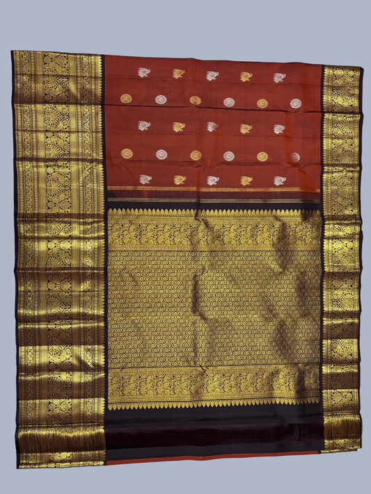 Pure Handwoven Gadwal Silk Saree Cherry Red - 014