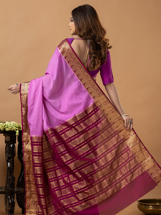 Classic Mysore Semi Silk Saree | Lavender Magenta