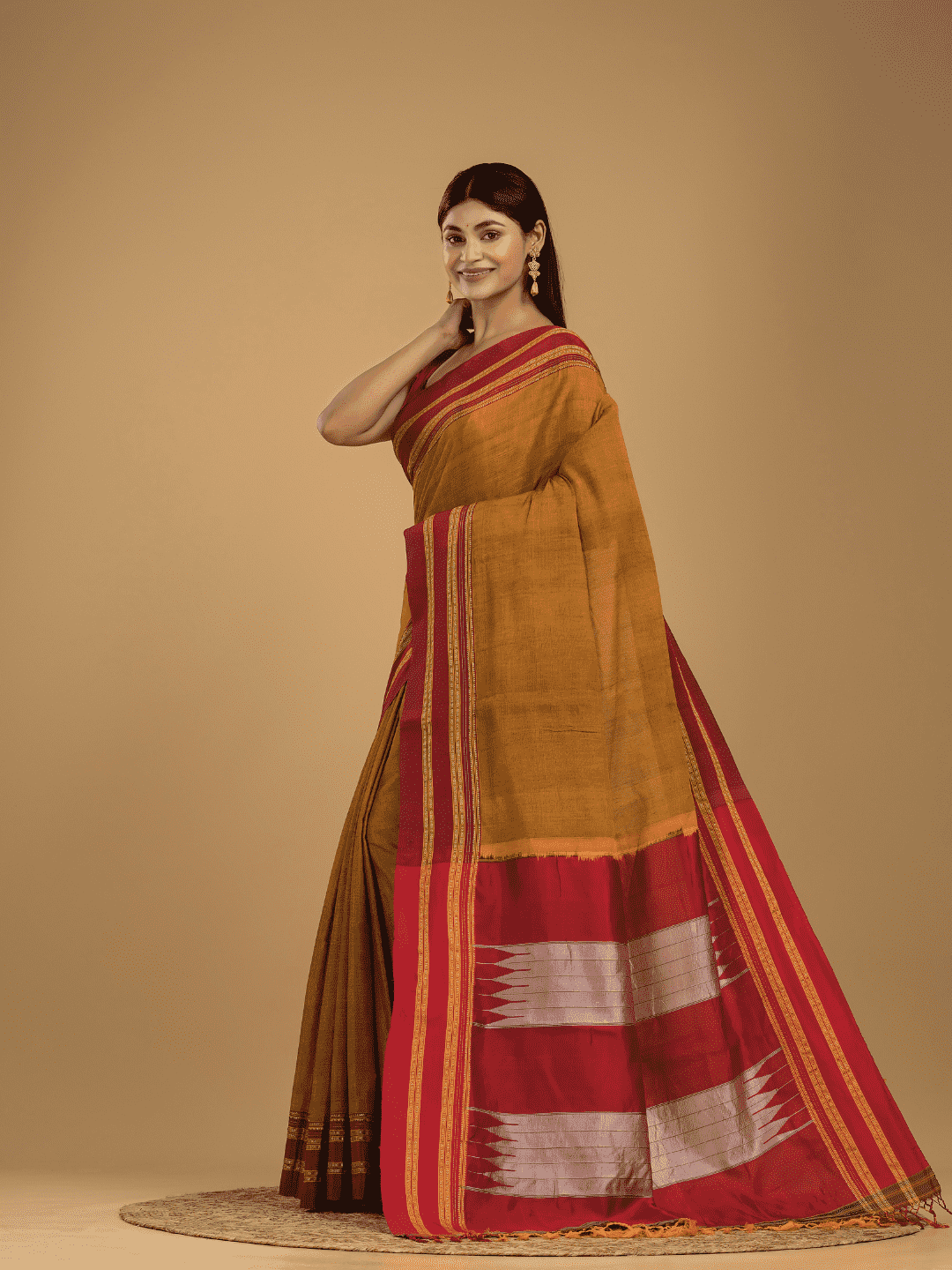 Pure Ilkal Saree With Dijon yellow and Red border - 045