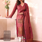 Currant Red Cotton Linen 2-Piece Set Kurti & Dupatta (UNSTITCHED) - 304