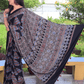 Ajrakh Exclusive Designer Modal Silk in Black, Blue and Maroon with Intricate Pattern - 032 - indeloom