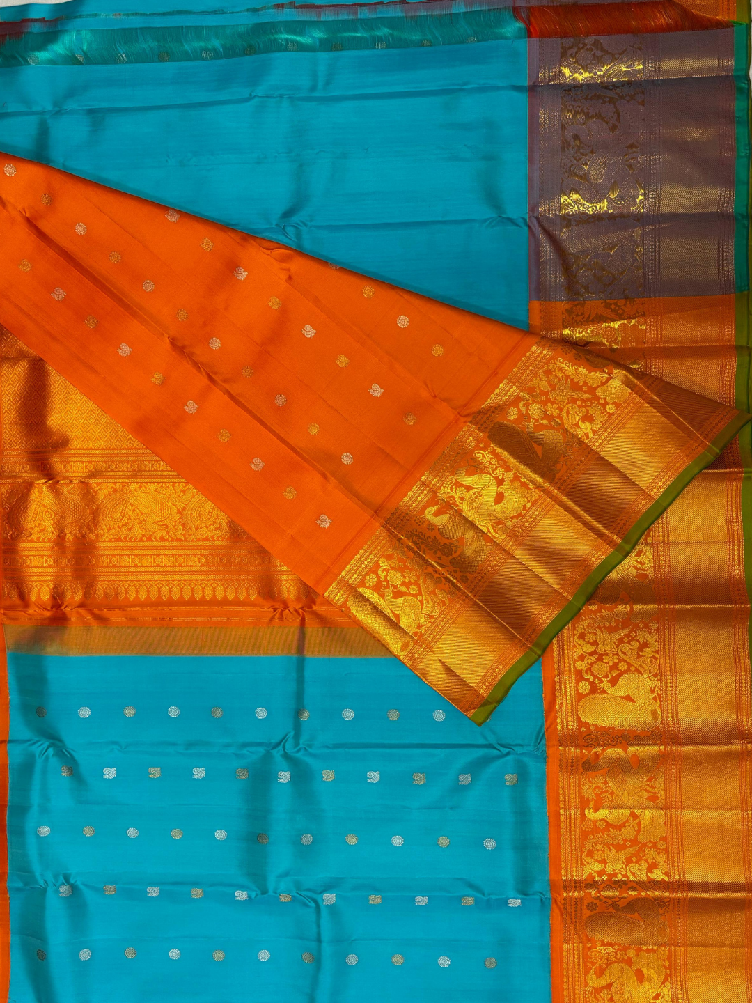 Handwoven Pure Gadwal Silk Saree  |  Blue