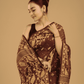 Dark Brown Soft Silk Jamdani Saree - 003 - indeloom