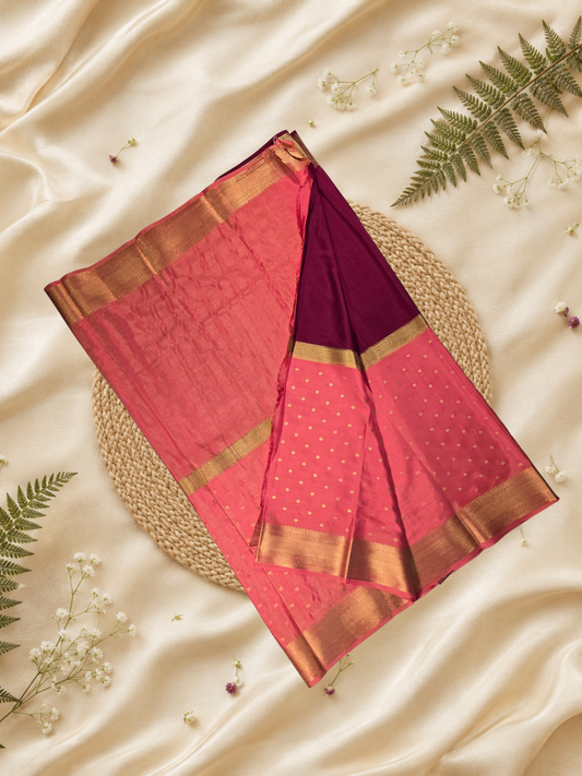 Classic Mysore Silk Saree  |  maroon red