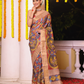 Florals On Tissue Silk Pen Kalamkari Saree - 012