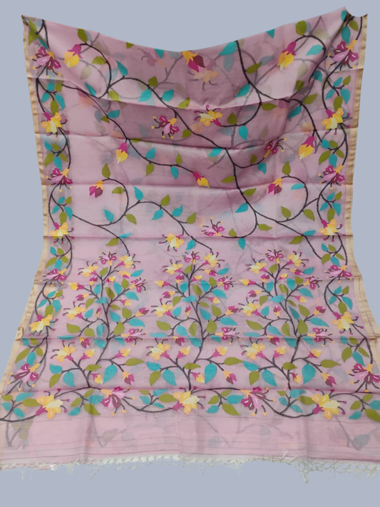Handwoven Pure Handwoven Pure Muslin Saree  |  Baby Pink